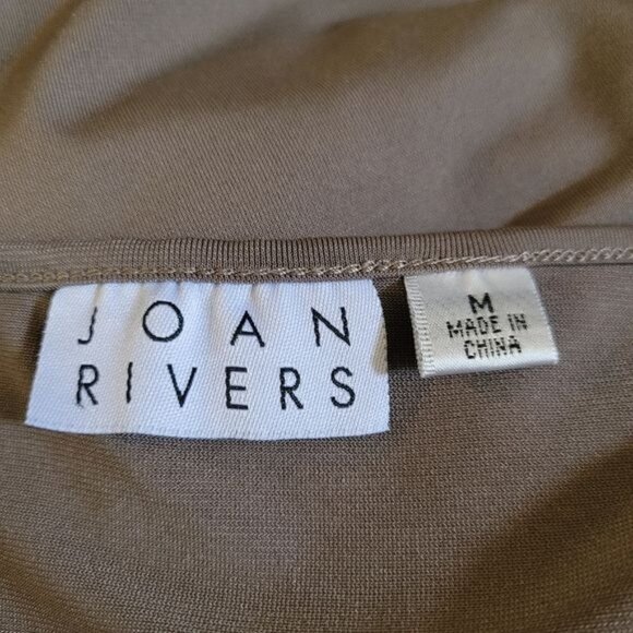 Joan Rivers Top Gray taupe Beige Medium Blouse Career Work QVC pockets - Picture 6 of 7